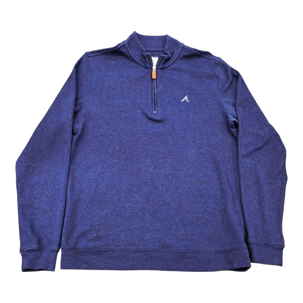 Atlanta Braves Johnnie-O Sully Pullover 1/4 Zip Knit Sweater Men's Large Blue